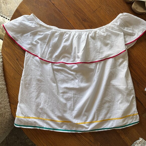 Lane Bryant Top 18/20 Off-Shoulder Ruffle Top White Blouse NWT - Picture 3 of 9